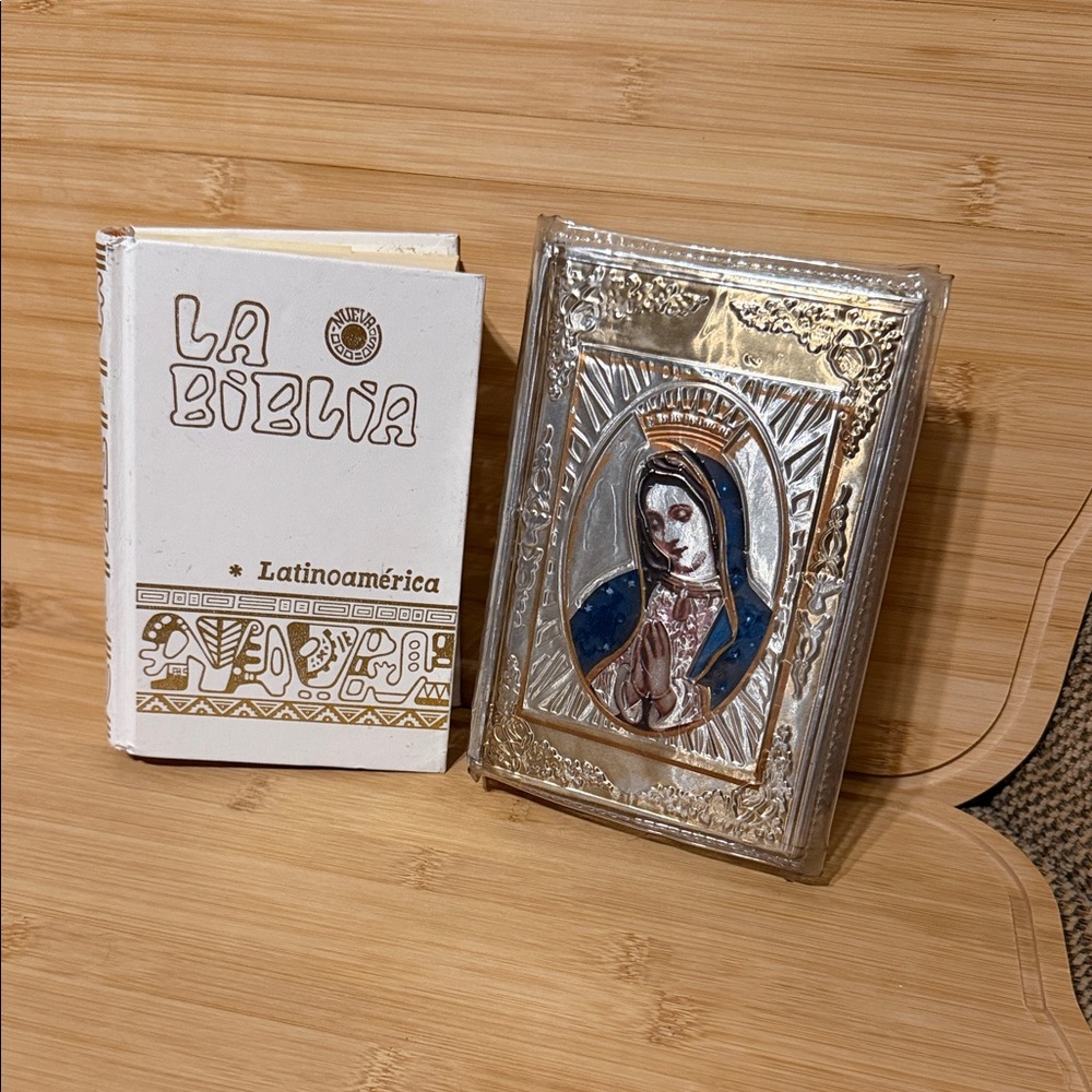 Source Unknown Silver Religious Icon Plaque with Blue and Gold Accents